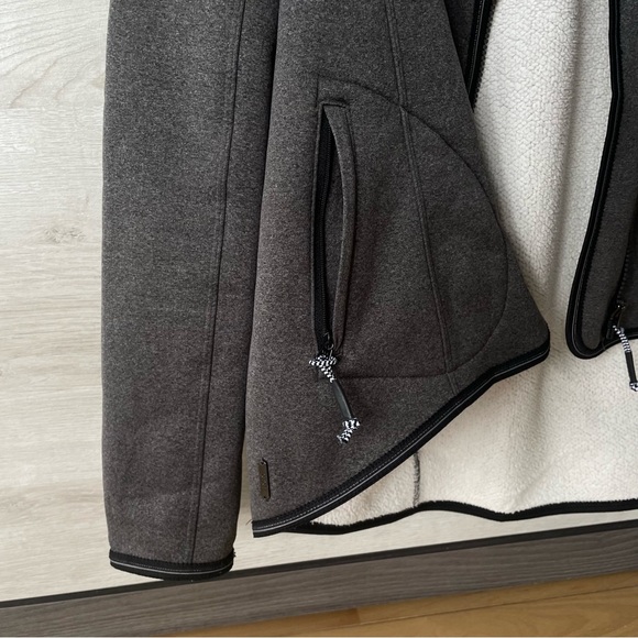 Lole Asymmetrical Zip Front Gray Fleece Light Hooded Jacket - Picture 7 of 15
